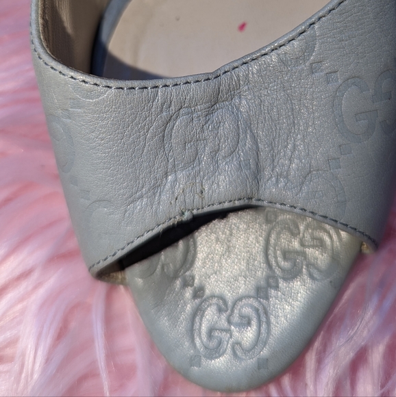 Gucci Monogram Baby Blue Open Heeled Pumps Authentic - Picture 12 of 12